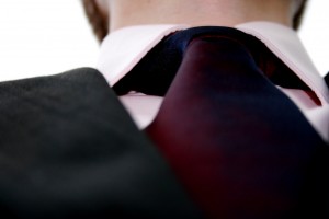 Close-up photograph of suit and tie
